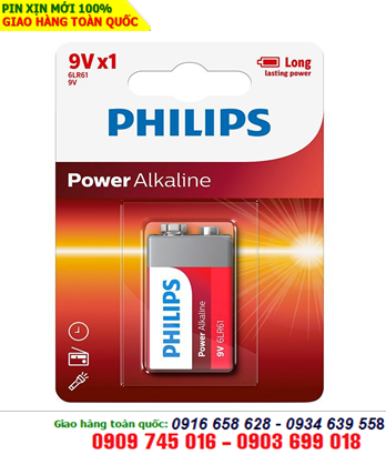 Philips 6LR61P1B/97; Pin vuông 9v Philips 6LR61P1B/97 Alkaline 9V chính hãng